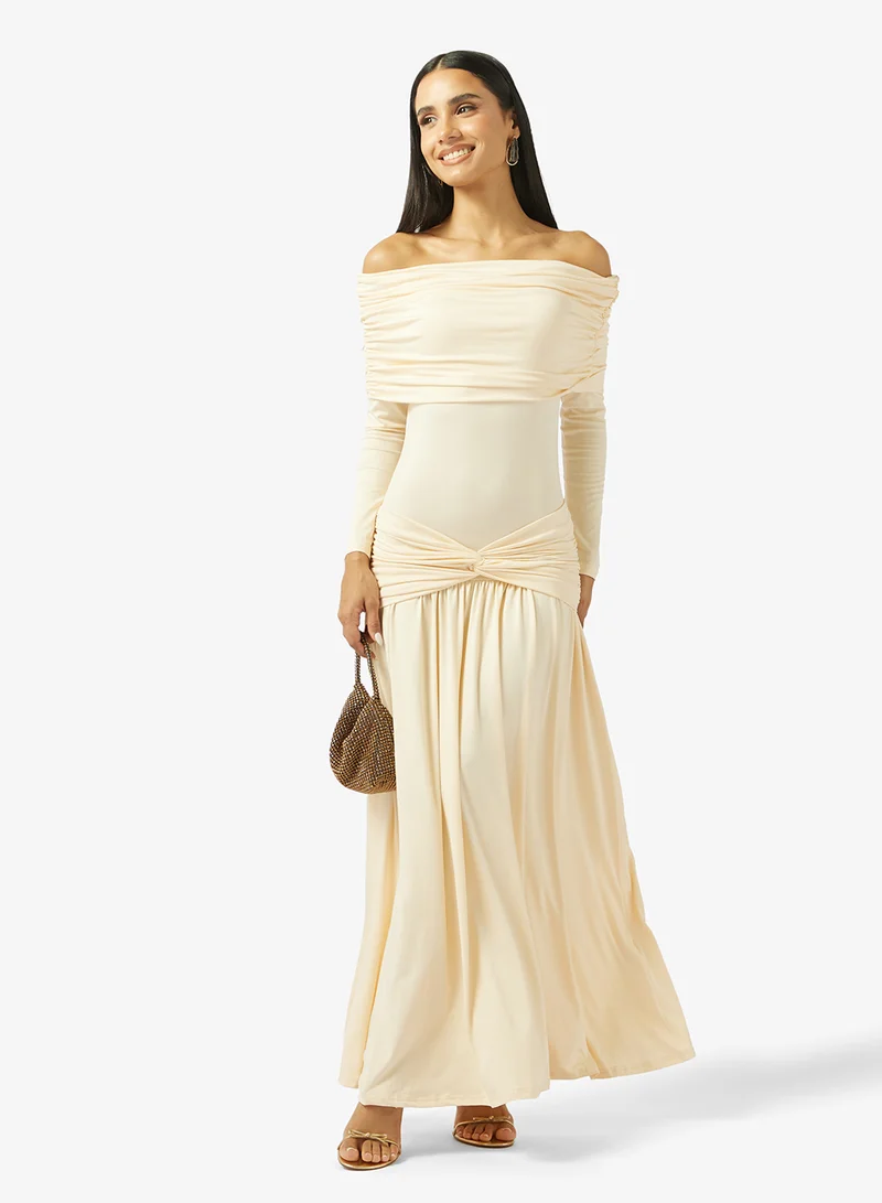 Ginger  Off Shoulder Draped A Line Dress for Women | Best Price UAE